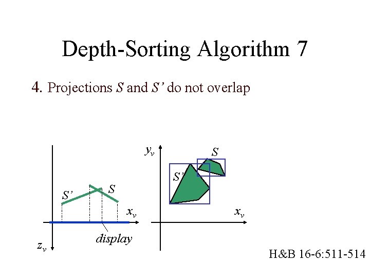 Depth-Sorting Algorithm 7 4. Projections S and S’ do not overlap yv S’ S’