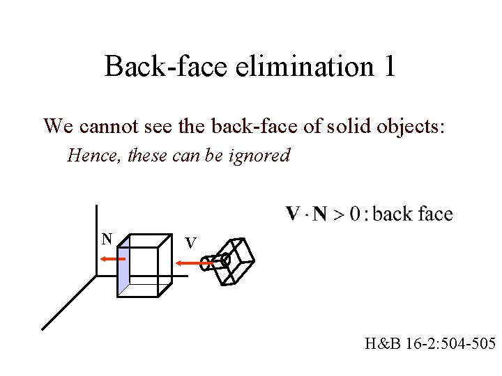 Back-face elimination 1 We cannot see the back-face of solid objects: Hence, these can