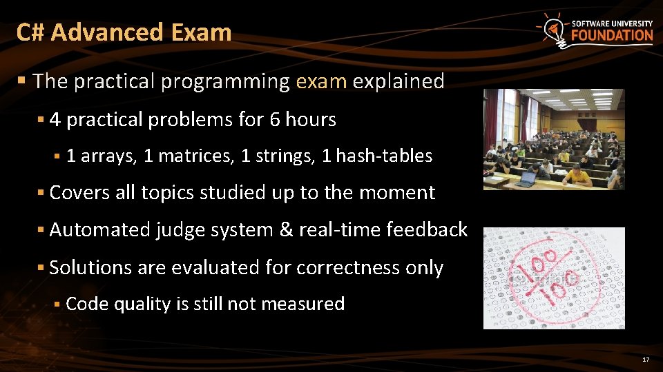 C# Advanced Exam § The practical programming exam explained § 4 practical problems for