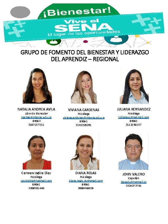 GRUPO DE FOMENTO DEL BIENESTAR Y LIDERAZGO DEL APRENDIZ – REGIONAL NATALIA ANDREA AVILA