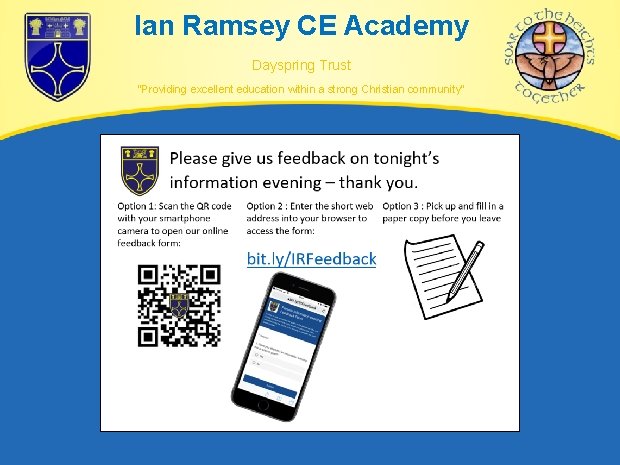 Ian Ramsey CE Academy Dayspring Trust “Providing excellent education within a strong Christian community” Ian Ramsey CE Academy Dayspring Trust “Providing excellent education within a strong Christian community”