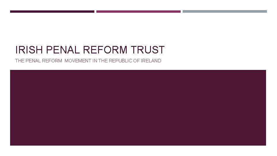 IRISH PENAL REFORM TRUST THE PENAL REFORM MOVEMENT IN THE REPUBLIC OF IRELAND 