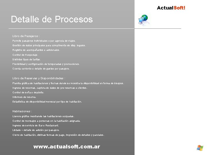 Actual. Soft! Detalle de Procesos Libro de Pasajeros : Permite pasajeros individuales o por