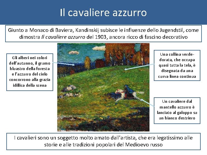 Il cavaliere azzurro Giunto a Monaco di Baviera, Kandinskij subisce le influenze dello Jugendstil,