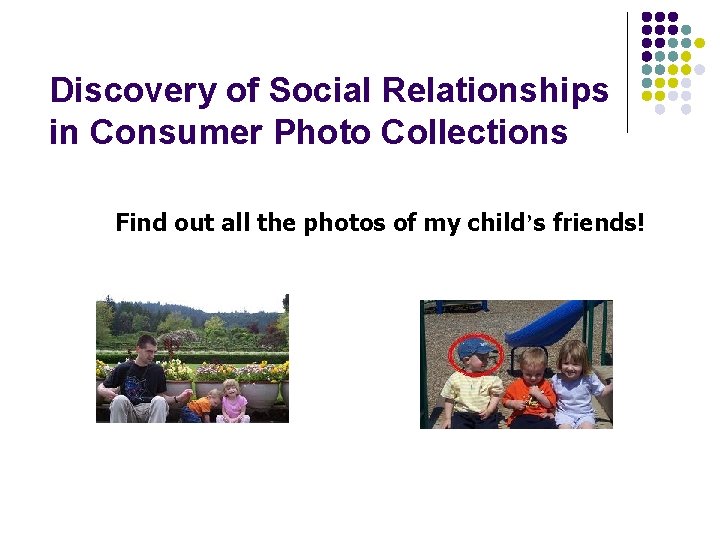 Discovery of Social Relationships in Consumer Photo Collections Find out all the photos of