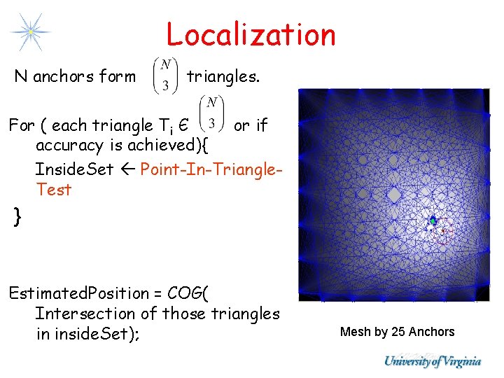 Localization N anchors form triangles. For ( each triangle Ti Є or if accuracy Localization N anchors form triangles. For ( each triangle Ti Є or if accuracy
