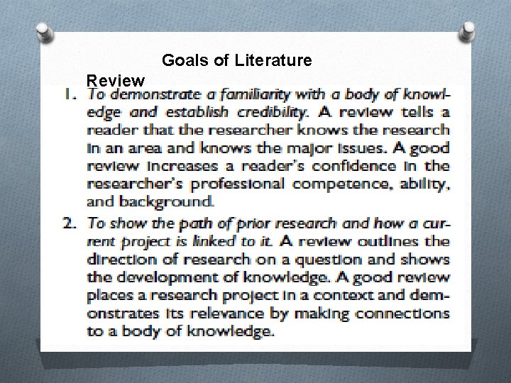 Goals of Literature Review 