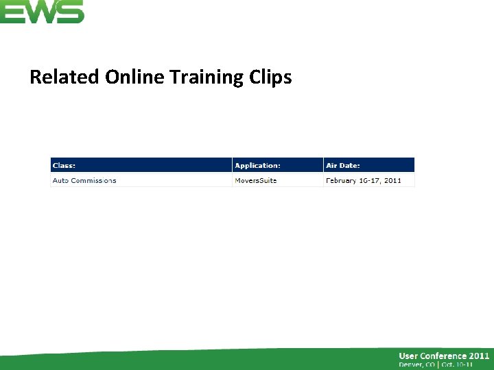 Related Online Training Clips 