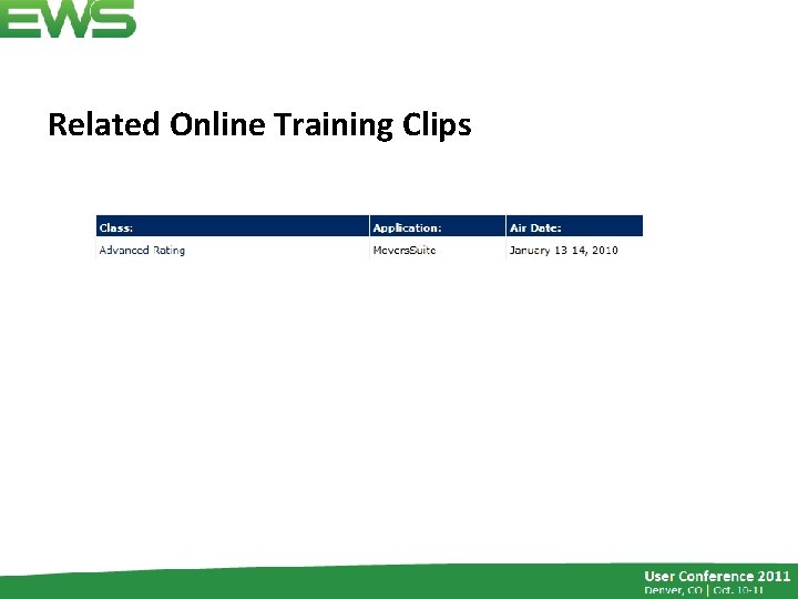 Related Online Training Clips 