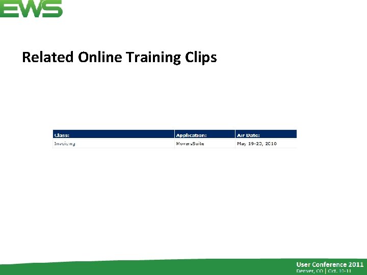 Related Online Training Clips 