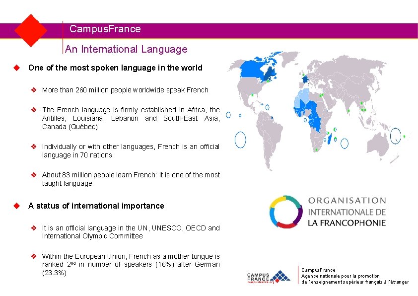 Campus. France An International Language u One of the most spoken language in the