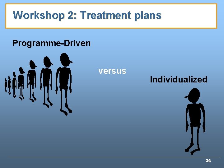 Workshop 2: Treatment plans Programme-Driven versus Individualized 36 Workshop 2: Treatment plans Programme-Driven versus Individualized 36