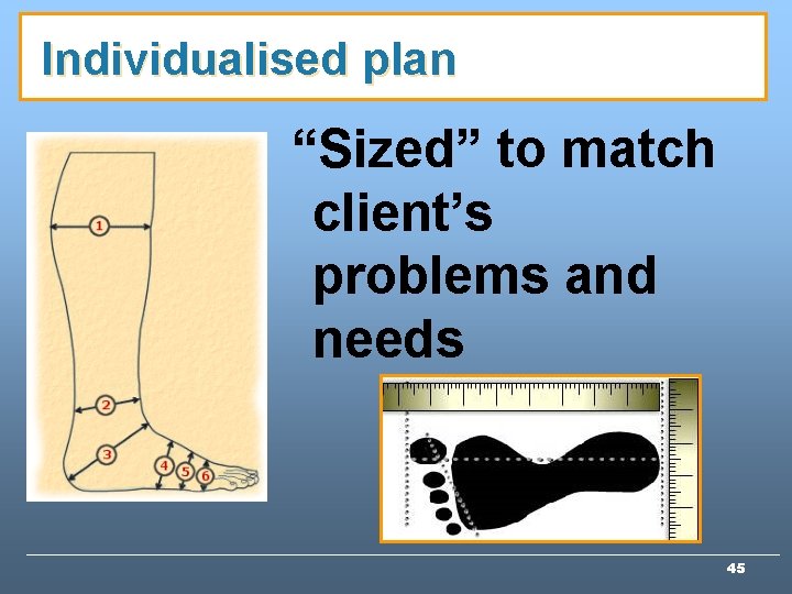 Individualised plan “Sized” to match client’s problems and needs 45 Individualised plan “Sized” to match client’s problems and needs 45