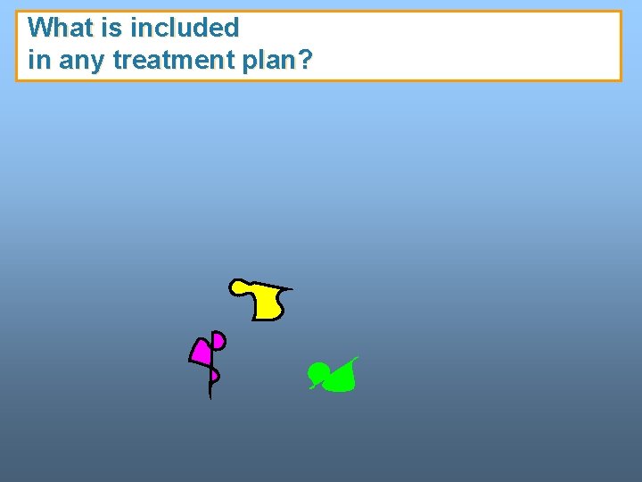 What is included in any treatment plan? What is included in any treatment plan?