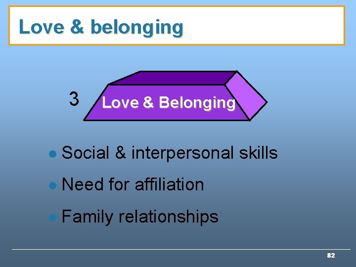 Love & belonging 3 Love & Belonging l Social l Need & interpersonal skills Love & belonging 3 Love & Belonging l Social l Need & interpersonal skills