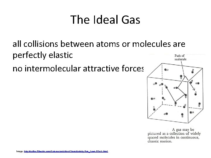 The Ideal Gas all collisions between atoms or molecules are perfectly elastic no intermolecular