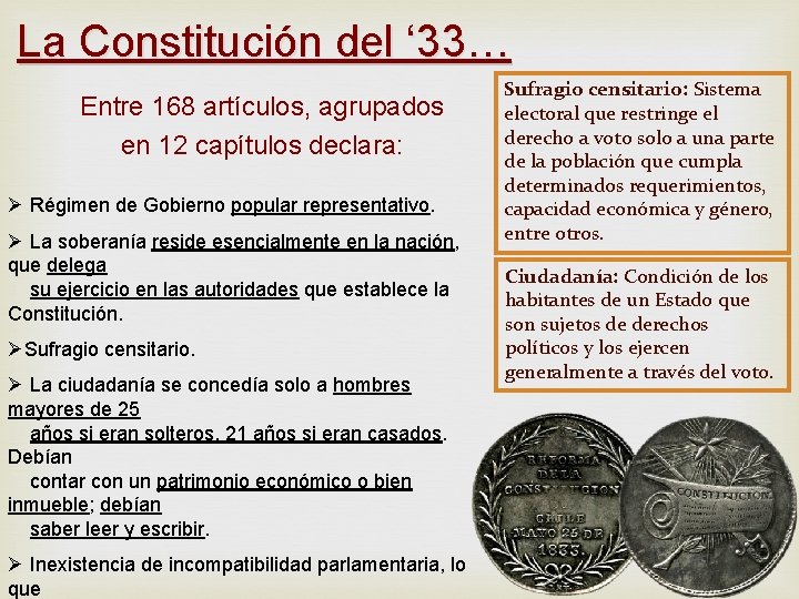 La Constitución del ‘ 33… Entre 168 artículos, agrupados en 12 capítulos declara: Ø La Constitución del ‘ 33… Entre 168 artículos, agrupados en 12 capítulos declara: Ø