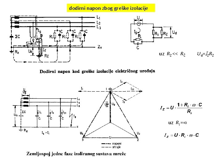 dodirni napon zbog greške izolacije uz RZ << RČ uz Ri = U d