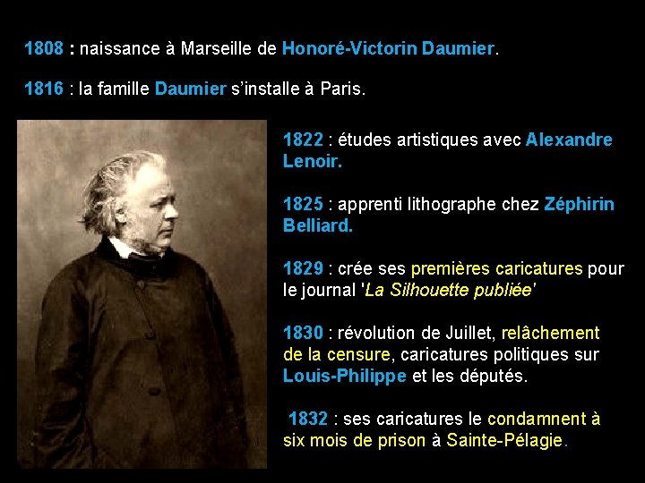 1808 : naissance à Marseille de Honoré-Victorin Daumier. 1816 : la famille Daumier s’installe