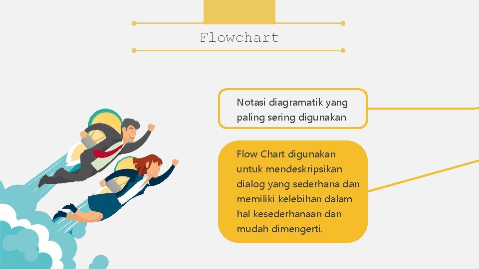 Flowchart Notasi diagramatik yang paling sering digunakan Flow Chart digunakan untuk mendeskripsikan dialog yang