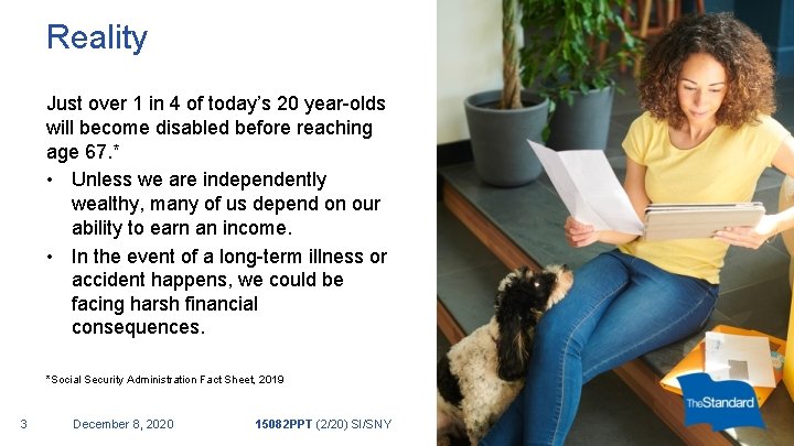 Reality Just over 1 in 4 of today’s 20 year-olds will become disabled before