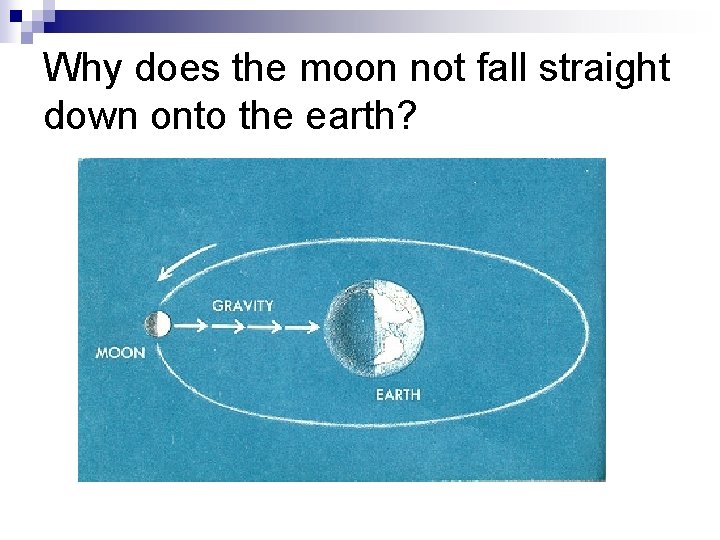 Why does the moon not fall straight down onto the earth? 