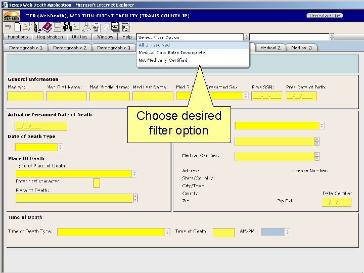 Choose desired filter option 