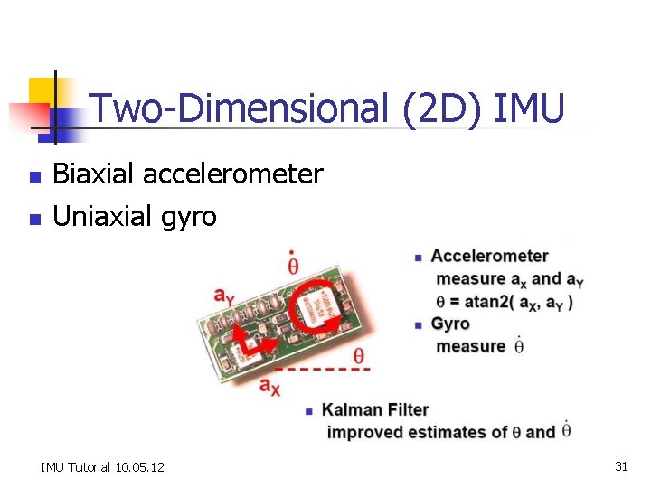Two-Dimensional (2 D) IMU n n Biaxial accelerometer Uniaxial gyro IMU Tutorial 10. 05.