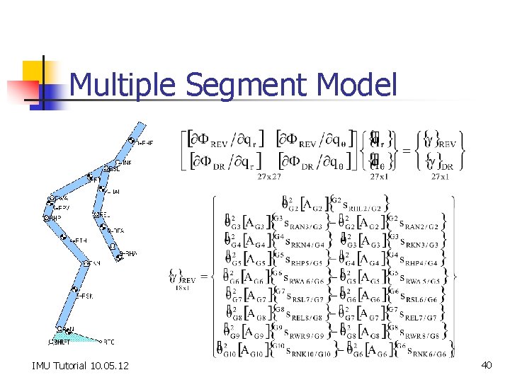 Multiple Segment Model IMU Tutorial 10. 05. 12 40 