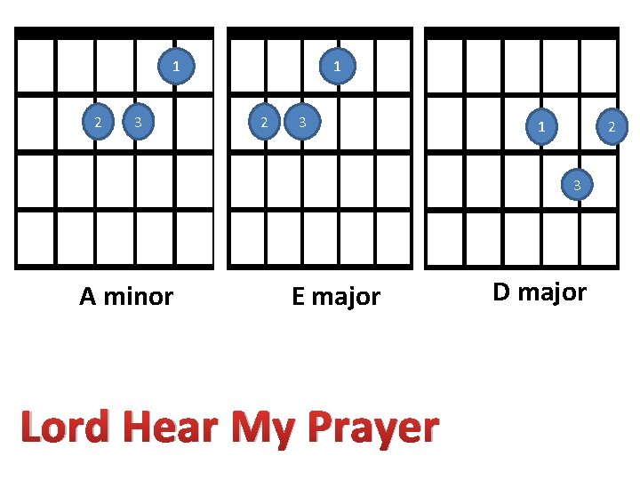 1 2 3 A minor E major Lord Hear My Prayer D major 