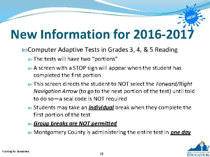 New Information for 2016 -2017 Computer Adaptive Tests in Grades 3, 4, & 5