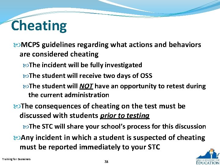 Cheating MCPS guidelines regarding what actions and behaviors are considered cheating The incident will