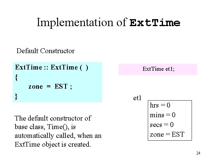 Implementation of Ext. Time Default Constructor Ext. Time : : Ext. Time ( )