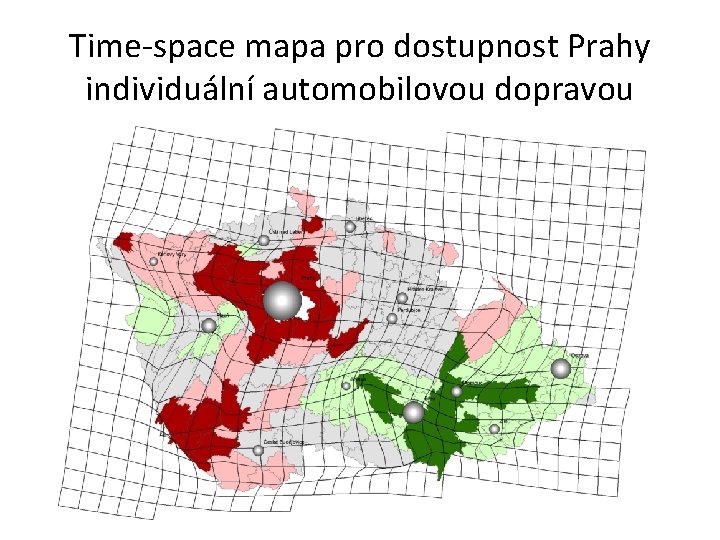 Time-space mapa pro dostupnost Prahy individuální automobilovou dopravou 