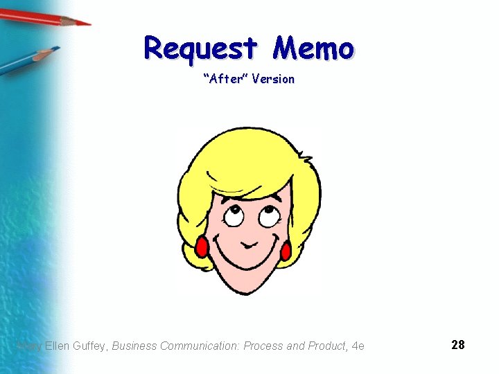 Request Memo “After” Version Mary Ellen Guffey, Business Communication: Process and Product, 4 e