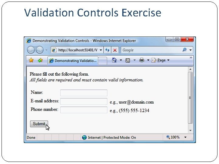 Validation Controls Exercise 