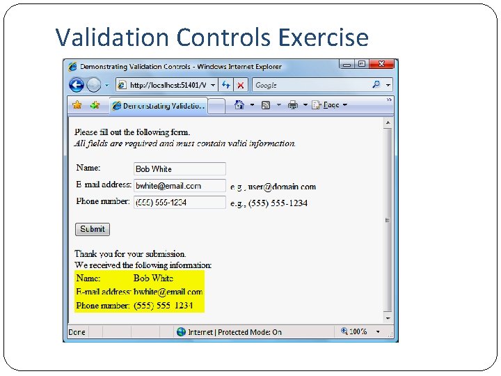 Validation Controls Exercise 