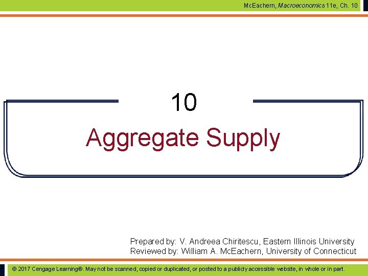 Mc. Eachern, Macroeconomics 11 e, Ch. 10 10 Aggregate Supply Prepared by: V. Andreea Mc. Eachern, Macroeconomics 11 e, Ch. 10 10 Aggregate Supply Prepared by: V. Andreea