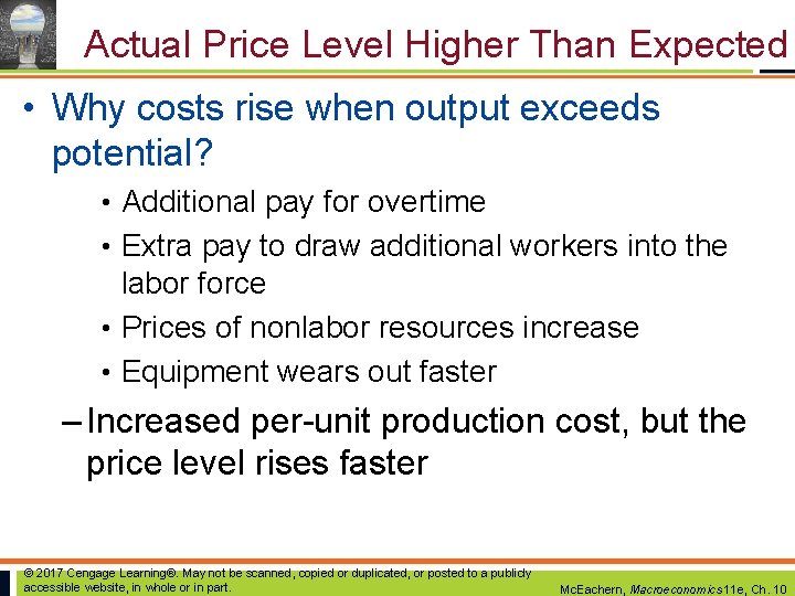 Actual Price Level Higher Than Expected • Why costs rise when output exceeds potential? Actual Price Level Higher Than Expected • Why costs rise when output exceeds potential?
