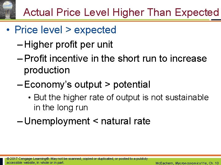 Actual Price Level Higher Than Expected • Price level > expected – Higher profit Actual Price Level Higher Than Expected • Price level > expected – Higher profit