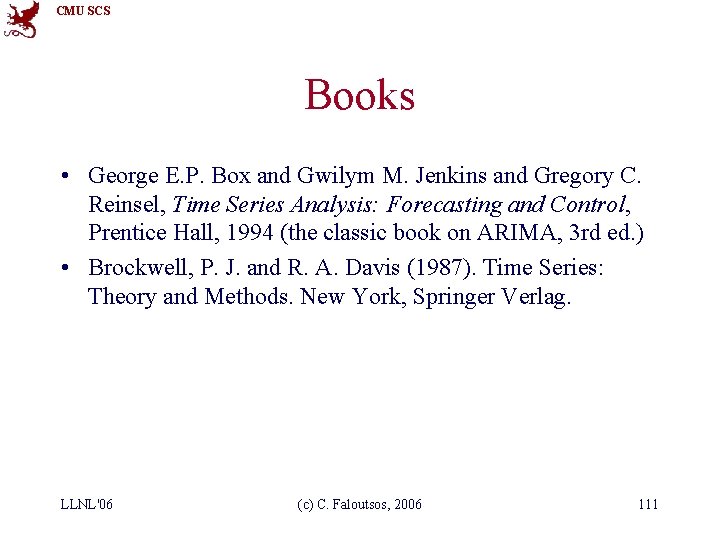 CMU SCS Books • George E. P. Box and Gwilym M. Jenkins and Gregory