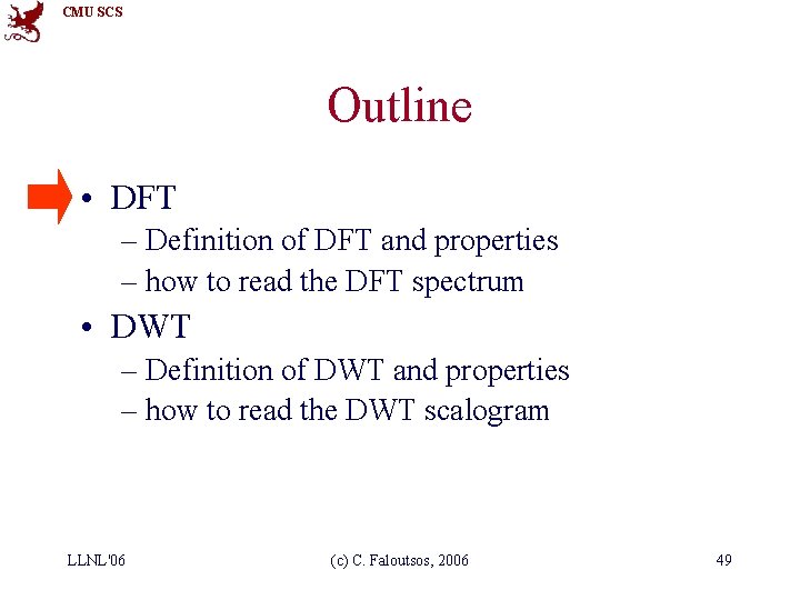 CMU SCS Outline • DFT – Definition of DFT and properties – how to