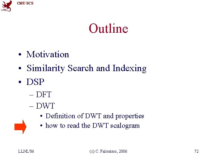 CMU SCS Outline • Motivation • Similarity Search and Indexing • DSP – DFT