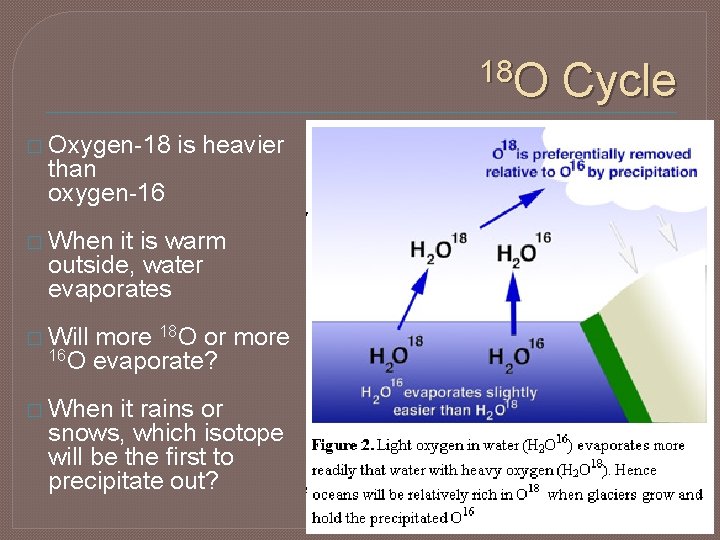 18 O � Oxygen-18 than oxygen-16 is heavier � When it is warm outside,