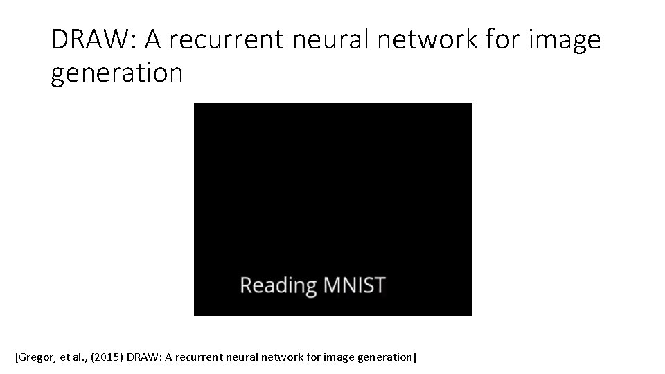 DRAW: A recurrent neural network for image generation [Gregor, et al. , (2015) DRAW: