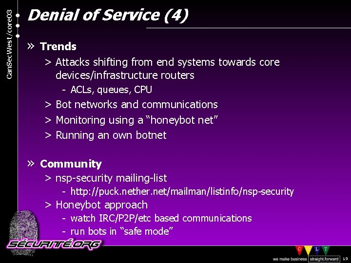 Can. Sec. West/core 03 Denial of Service (4) » Trends > Attacks shifting from