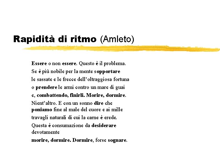 Rapidità di ritmo (Amleto) Essere o non essere. Questo è il problema. Se è