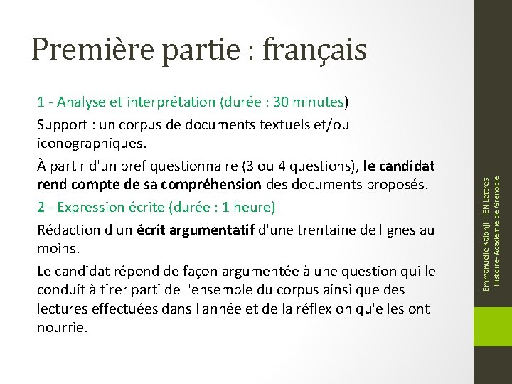 1 - Analyse et interprétation (durée : 30 minutes) Support : un corpus de