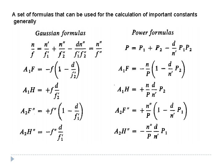 A set of formulas that can be used for the calculation of important constants