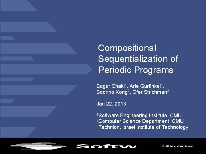 Compositional Sequentialization of Periodic Programs Sagar Chaki 1, Arie Gurfinkel 1, Soonho Kong 2,